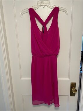 W118 by Walter Baker Fuchsia Faux Wrap-Front Dress